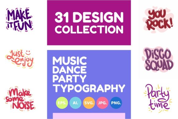 Reviewing Music Dance Party Quote Typography for Embroidery